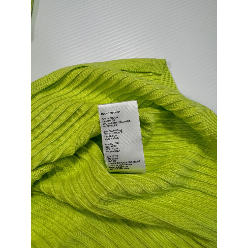 NWT Free People Skyline Midi Skirt Neon Lime Ribbed Knit Bodycon Slit S Bright - Picture 12 of 16